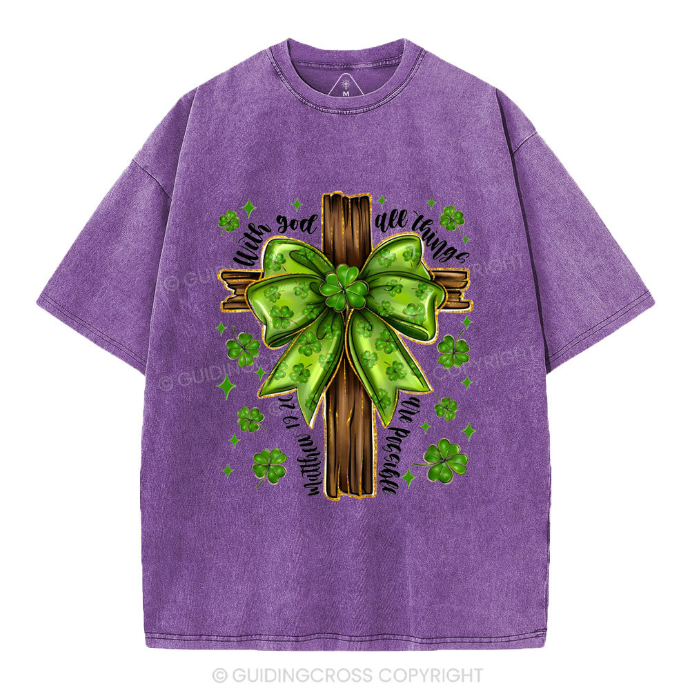 With God All Things Are Possible Christian Washed T-Shirt