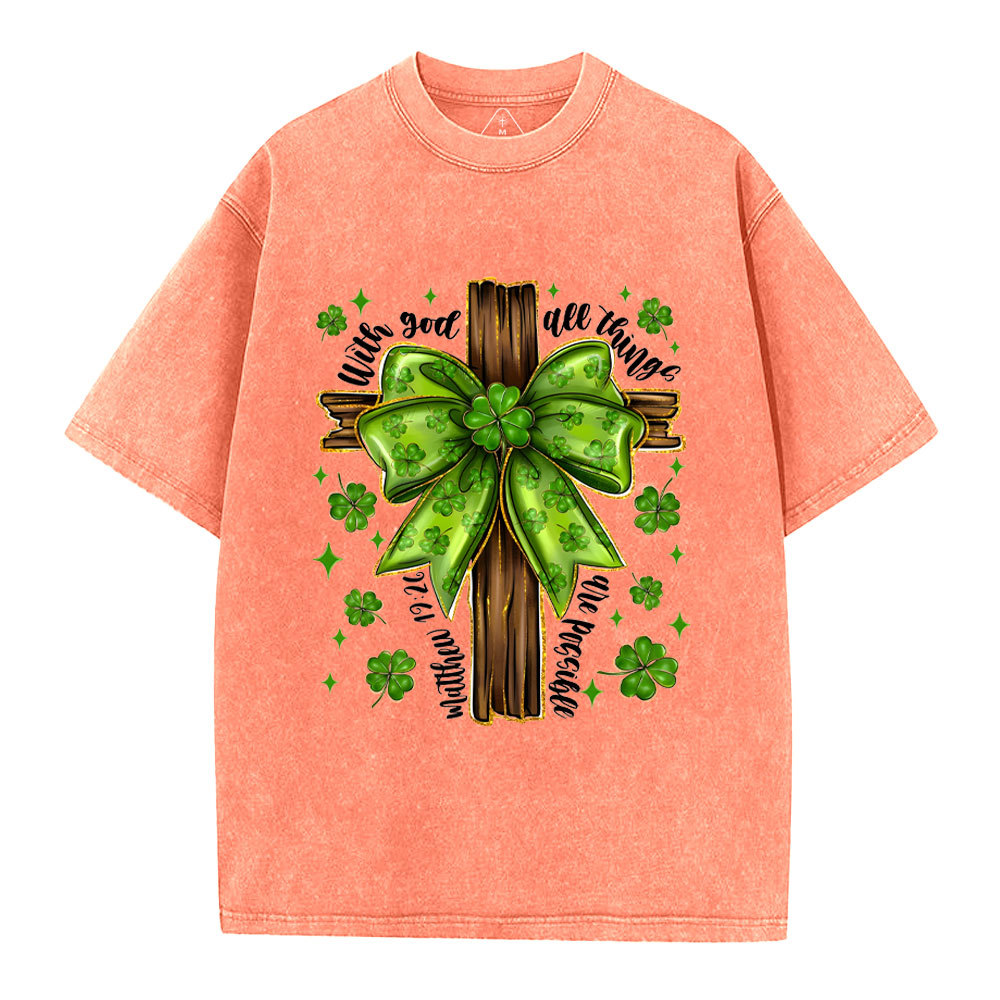 With God All Things Are Possible Christian Washed T-Shirt