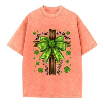 With God All Things Are Possible Christian Washed T-Shirt