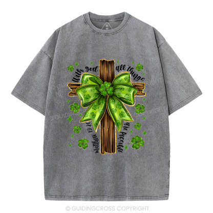 With God All Things Are Possible Christian Washed T-Shirt