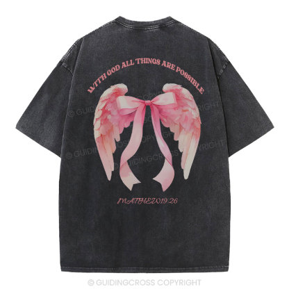 With God All Things Are Possible Christian Washed T-Shirt