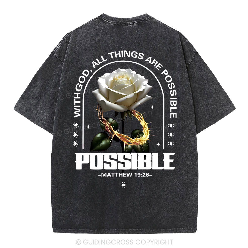 With God All Things Are Possible Christian Washed T-Shirt