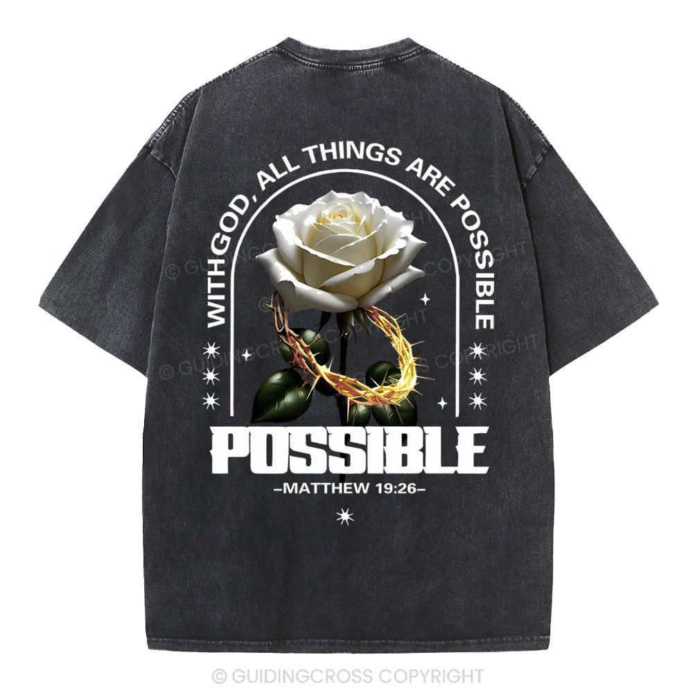 With God All Things Are Possible Christian Washed T-Shirt