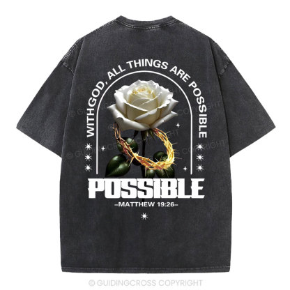 With God All Things Are Possible Christian Washed T-Shirt