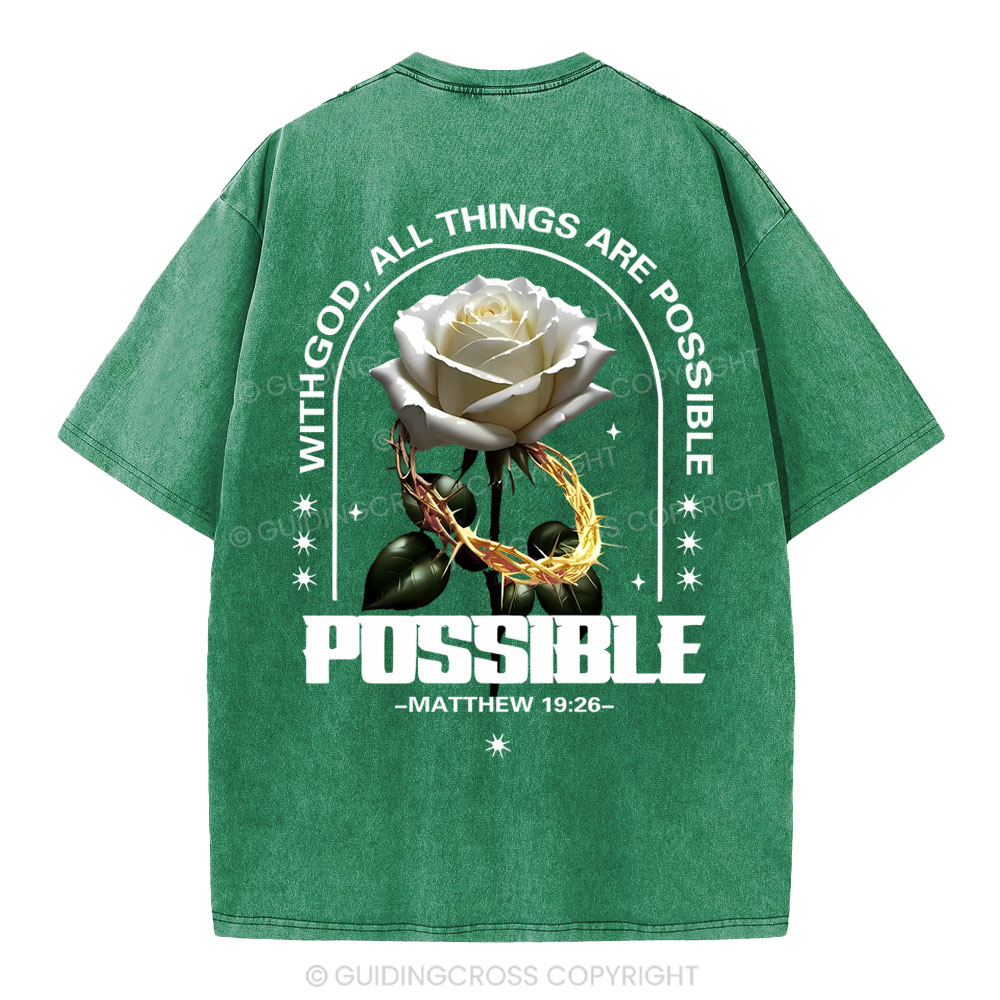 With God All Things Are Possible Christian Washed T-Shirt