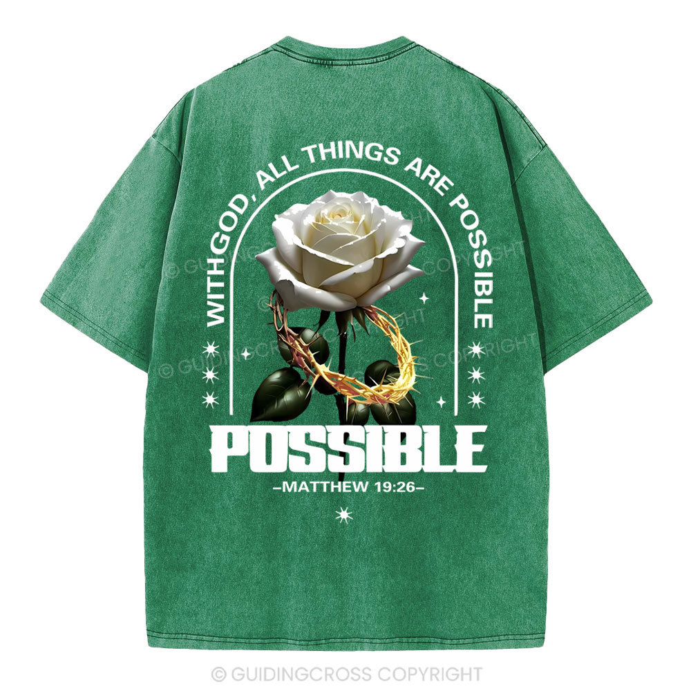 With God All Things Are Possible Christian Washed T-Shirt
