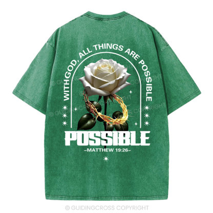 With God All Things Are Possible Christian Washed T-Shirt