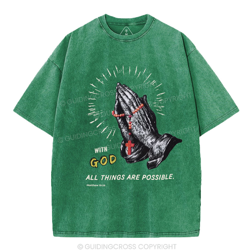 With God All Things Are Possible Christian Washed T-Shirt