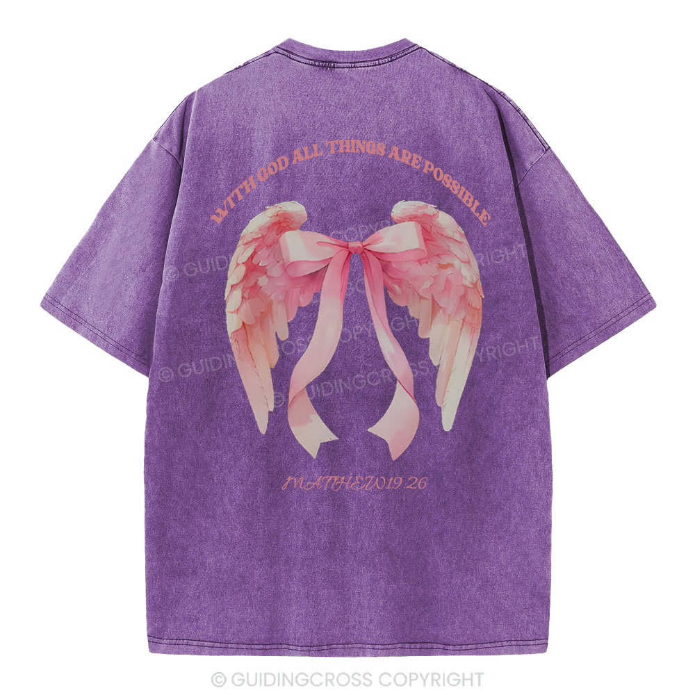 With God All Things Are Possible Christian Washed T-Shirt