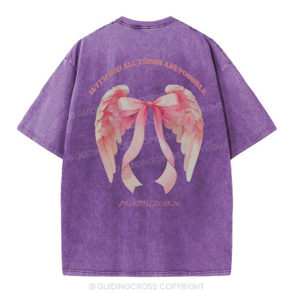 With God All Things Are Possible Christian Washed T-Shirt