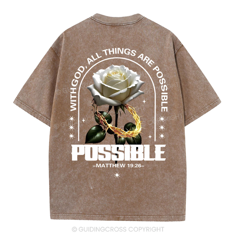With God All Things Are Possible Christian Washed T-Shirt
