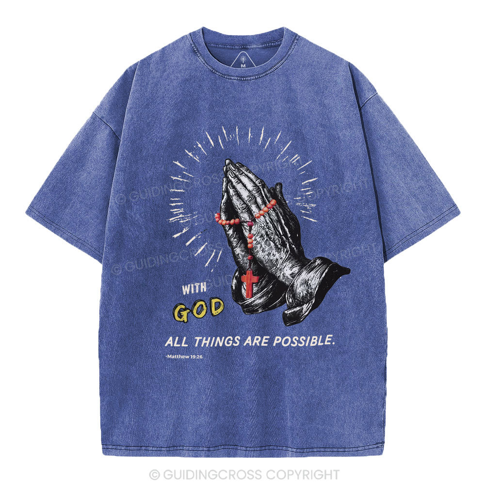 With God All Things Are Possible Christian Washed T-Shirt
