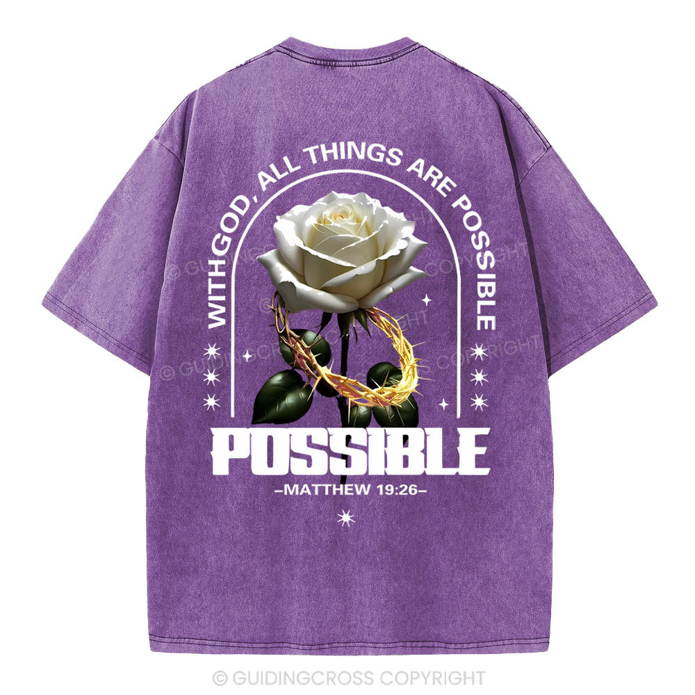 With God All Things Are Possible Christian Washed T-Shirt