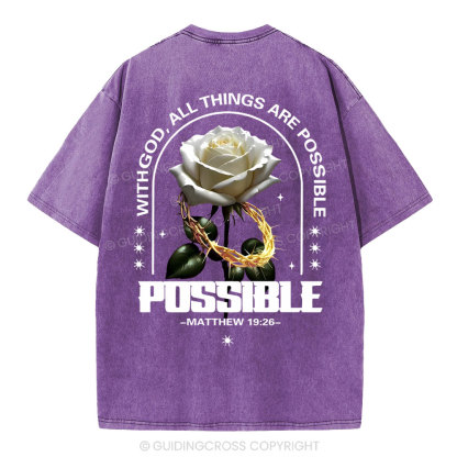With God All Things Are Possible Christian Washed T-Shirt