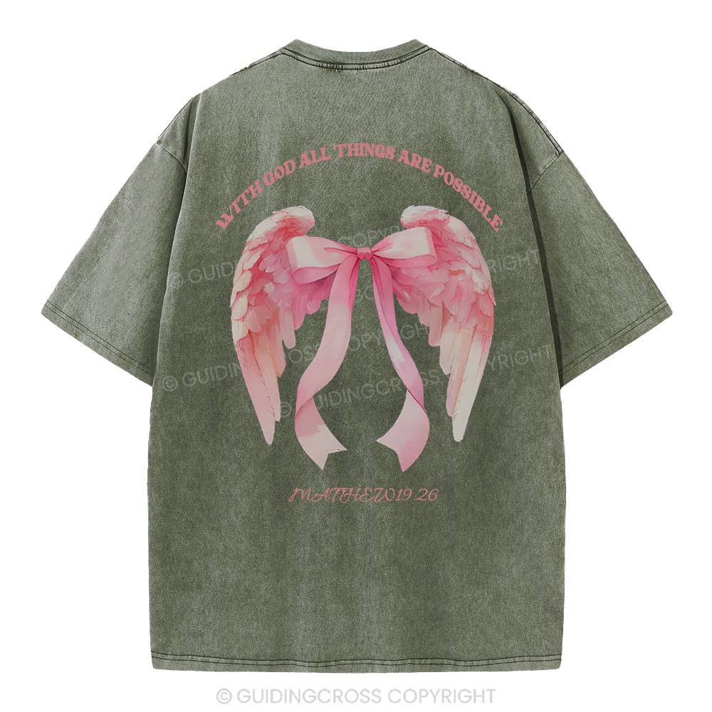 With God All Things Are Possible Christian Washed T-Shirt