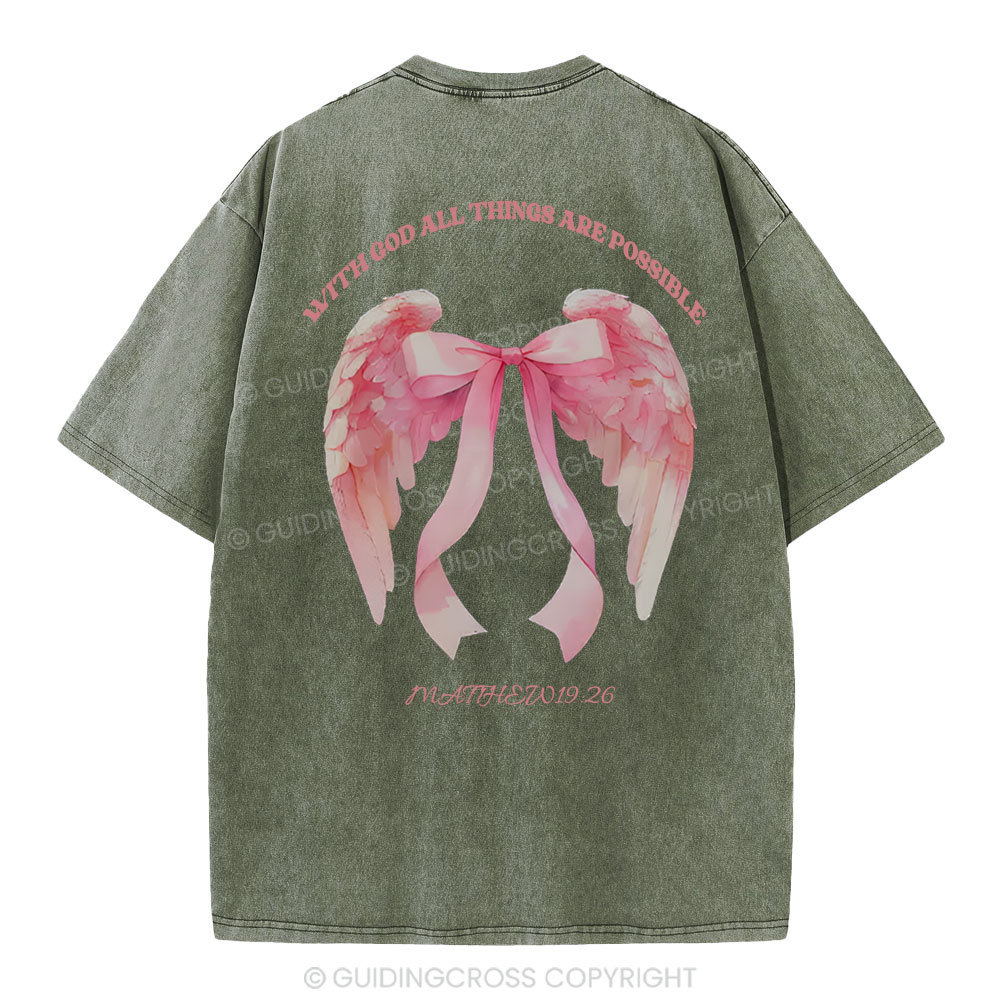 With God All Things Are Possible Christian Washed T-Shirt