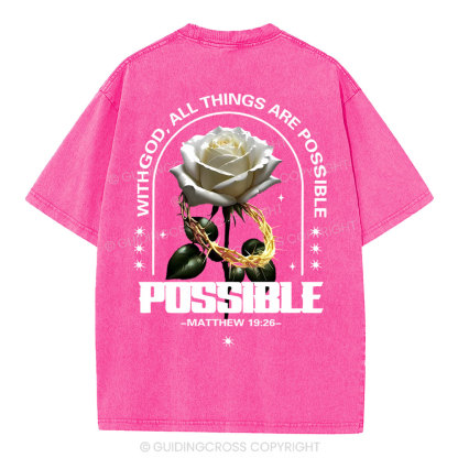 With God All Things Are Possible Christian Washed T-Shirt