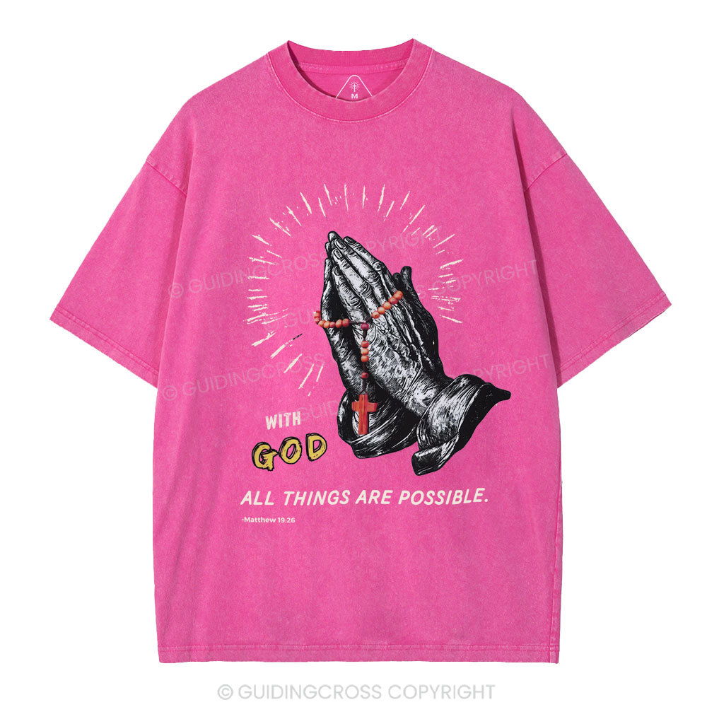 With God All Things Are Possible Christian Washed T-Shirt