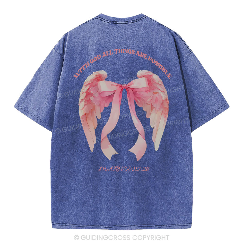 With God All Things Are Possible Christian Washed T-Shirt