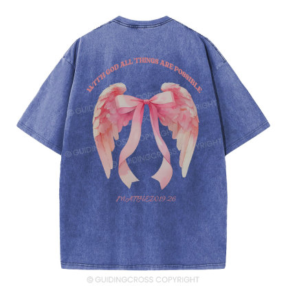 With God All Things Are Possible Christian Washed T-Shirt