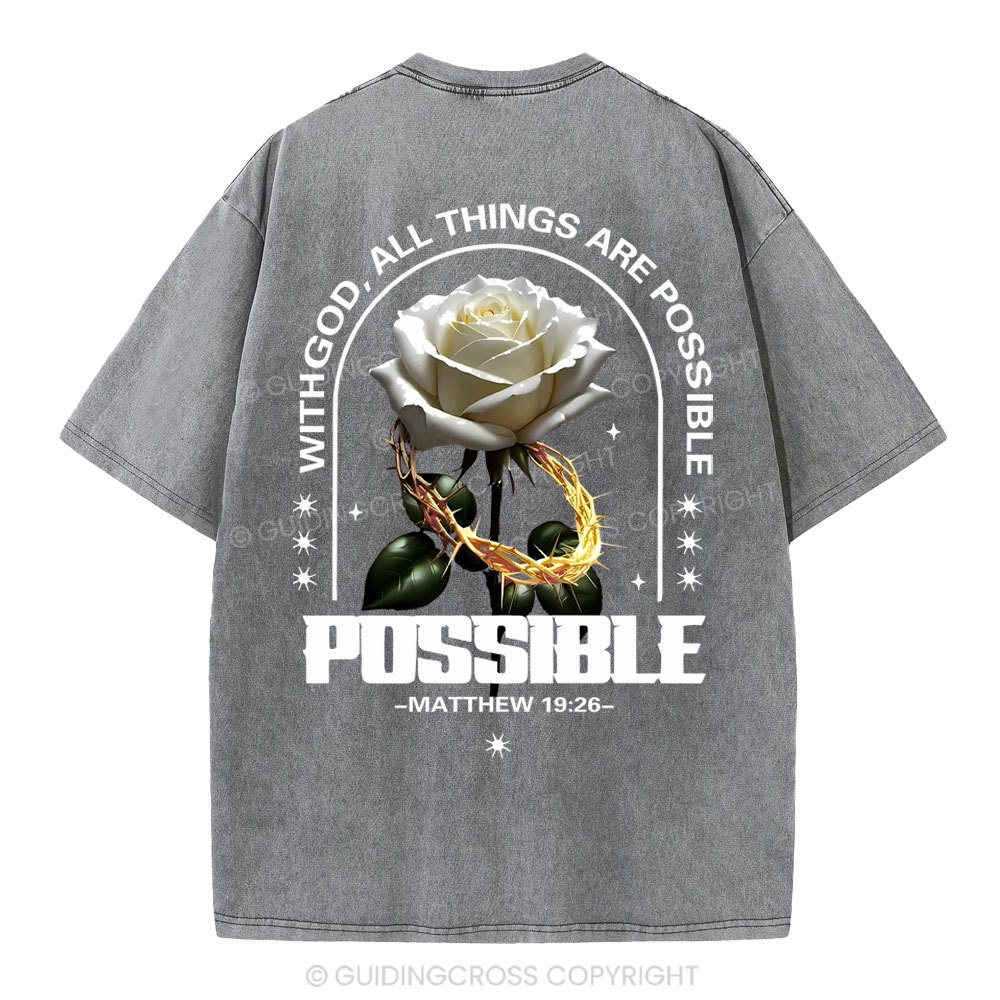 With God All Things Are Possible Christian Washed T-Shirt