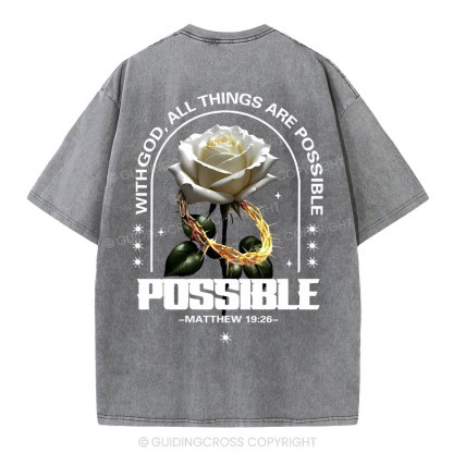 With God All Things Are Possible Christian Washed T-Shirt