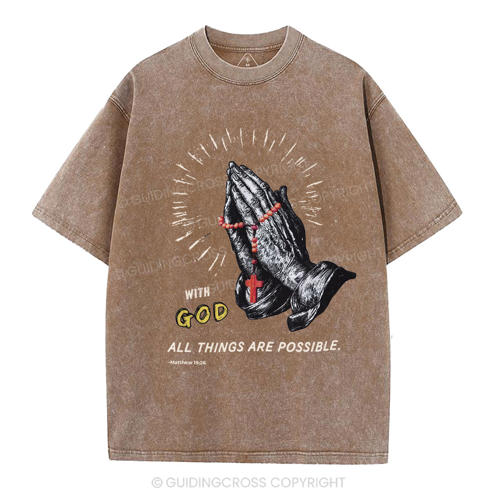 With God All Things Are Possible Christian Washed T-Shirt