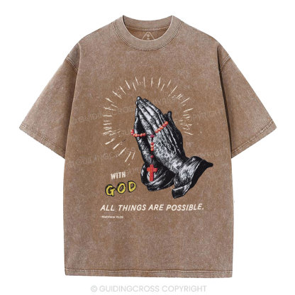 With God All Things Are Possible Christian Washed T-Shirt