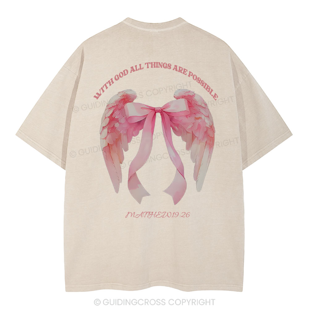 With God All Things Are Possible Christian Washed T-Shirt