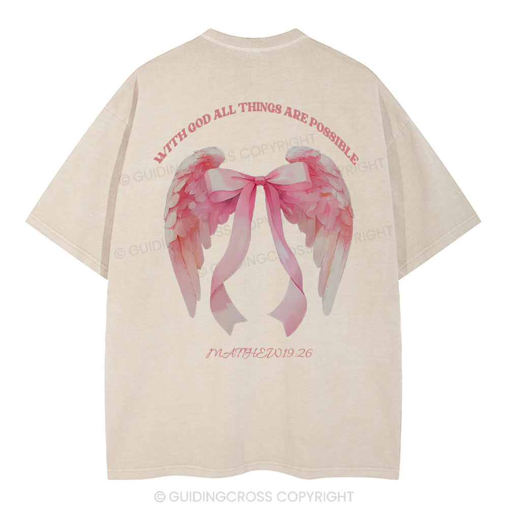 With God All Things Are Possible Christian Washed T-Shirt