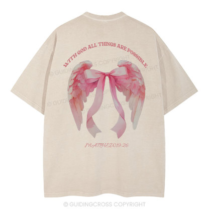 With God All Things Are Possible Christian Washed T-Shirt