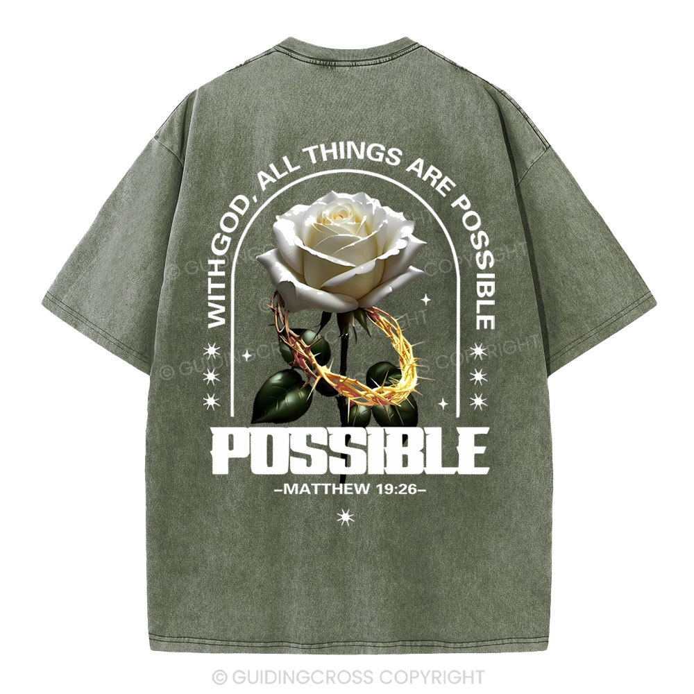 With God All Things Are Possible Christian Washed T-Shirt