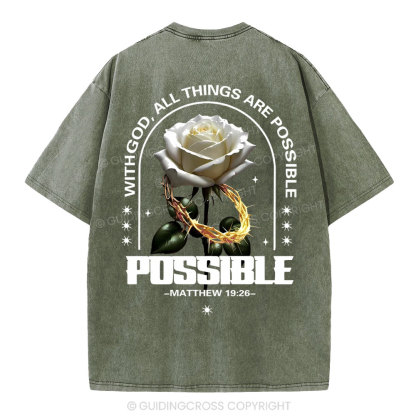 With God All Things Are Possible Christian Washed T-Shirt