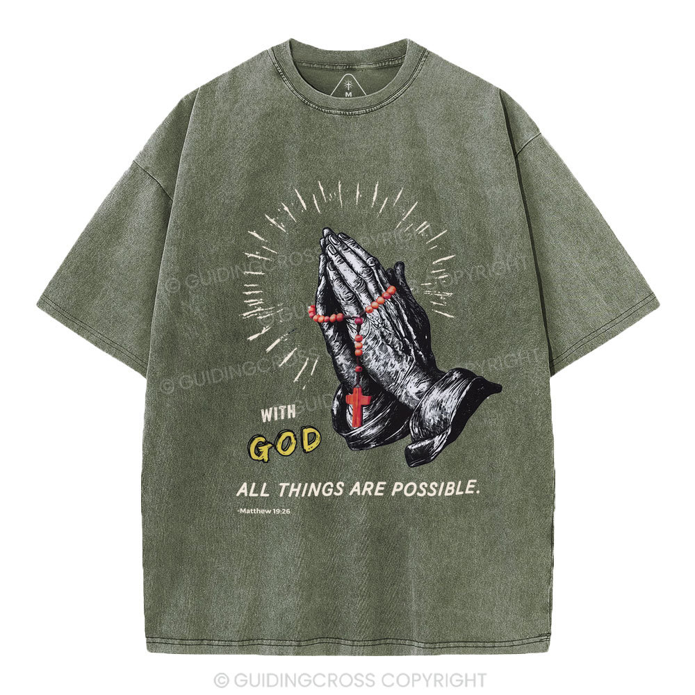 With God All Things Are Possible Christian Washed T-Shirt
