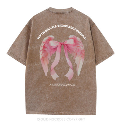 With God All Things Are Possible Christian Washed T-Shirt