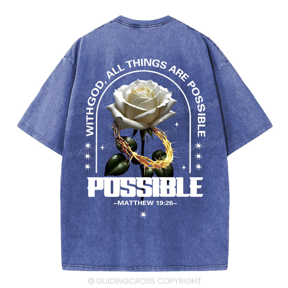 With God All Things Are Possible Christian Washed T-Shirt