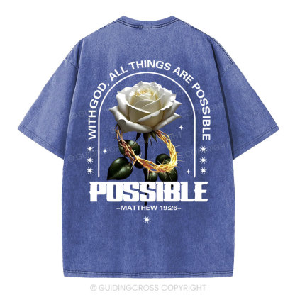 With God All Things Are Possible Christian Washed T-Shirt