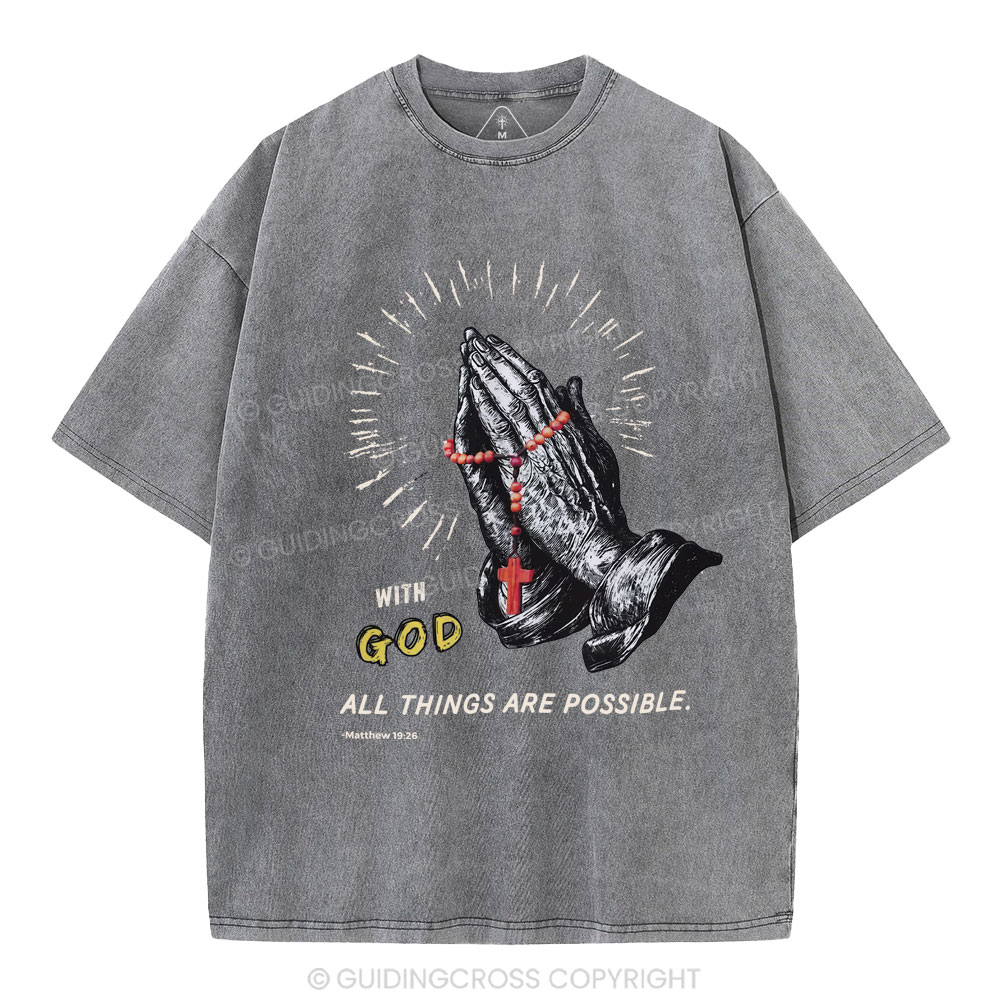 With God All Things Are Possible Christian Washed T-Shirt