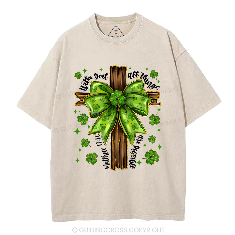 With God All Things Are Possible Christian Washed T-Shirt