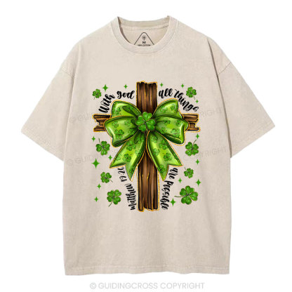 With God All Things Are Possible Christian Washed T-Shirt