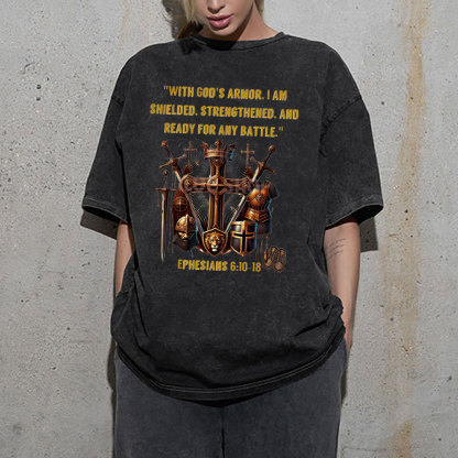 With God's Armor Christian Washed T-Shirt