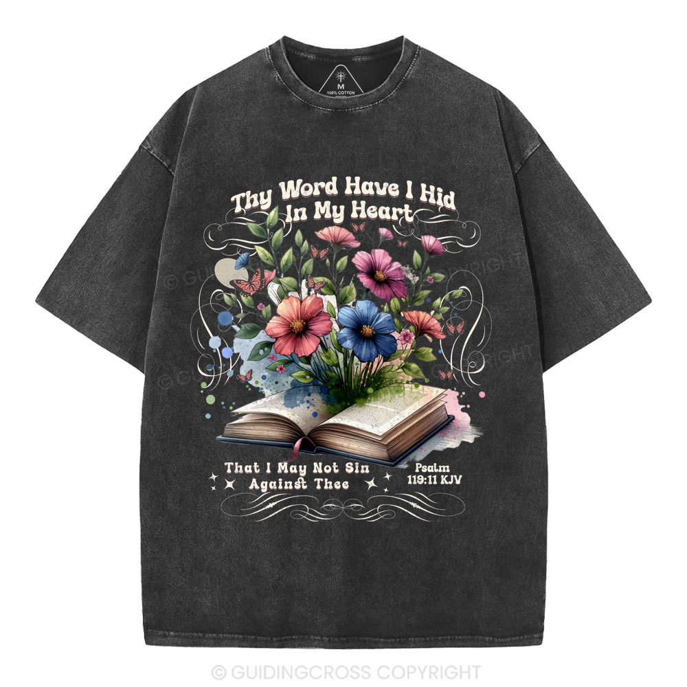 Word In Heart Christian Washed T-Shirt