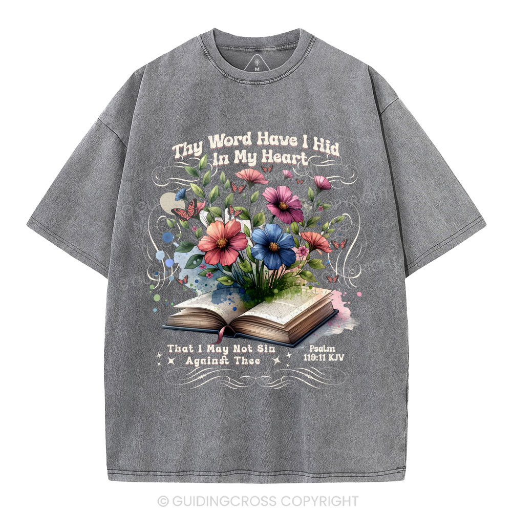 Word In Heart Christian Washed T-Shirt
