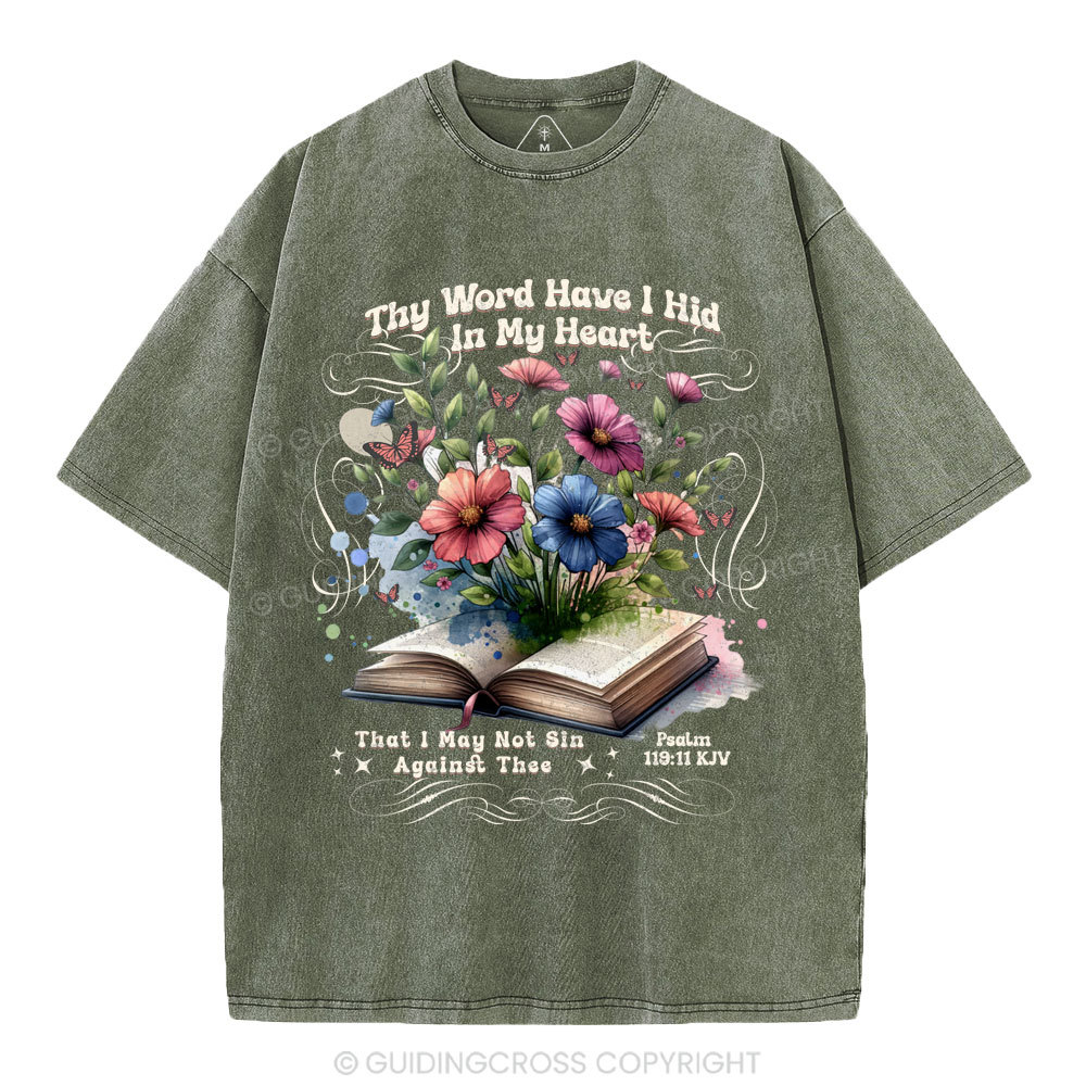 Word In Heart Christian Washed T-Shirt