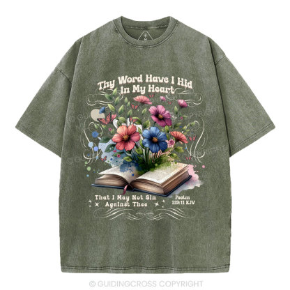 Word In Heart Christian Washed T-Shirt