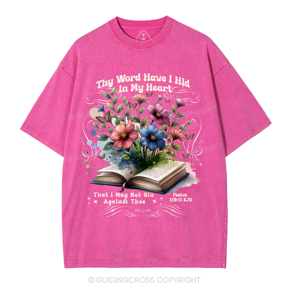 Word In Heart Christian Washed T-Shirt