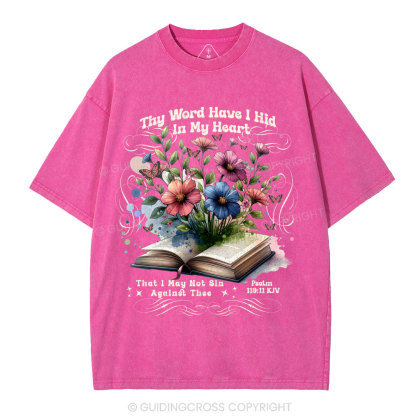 Word In Heart Christian Washed T-Shirt