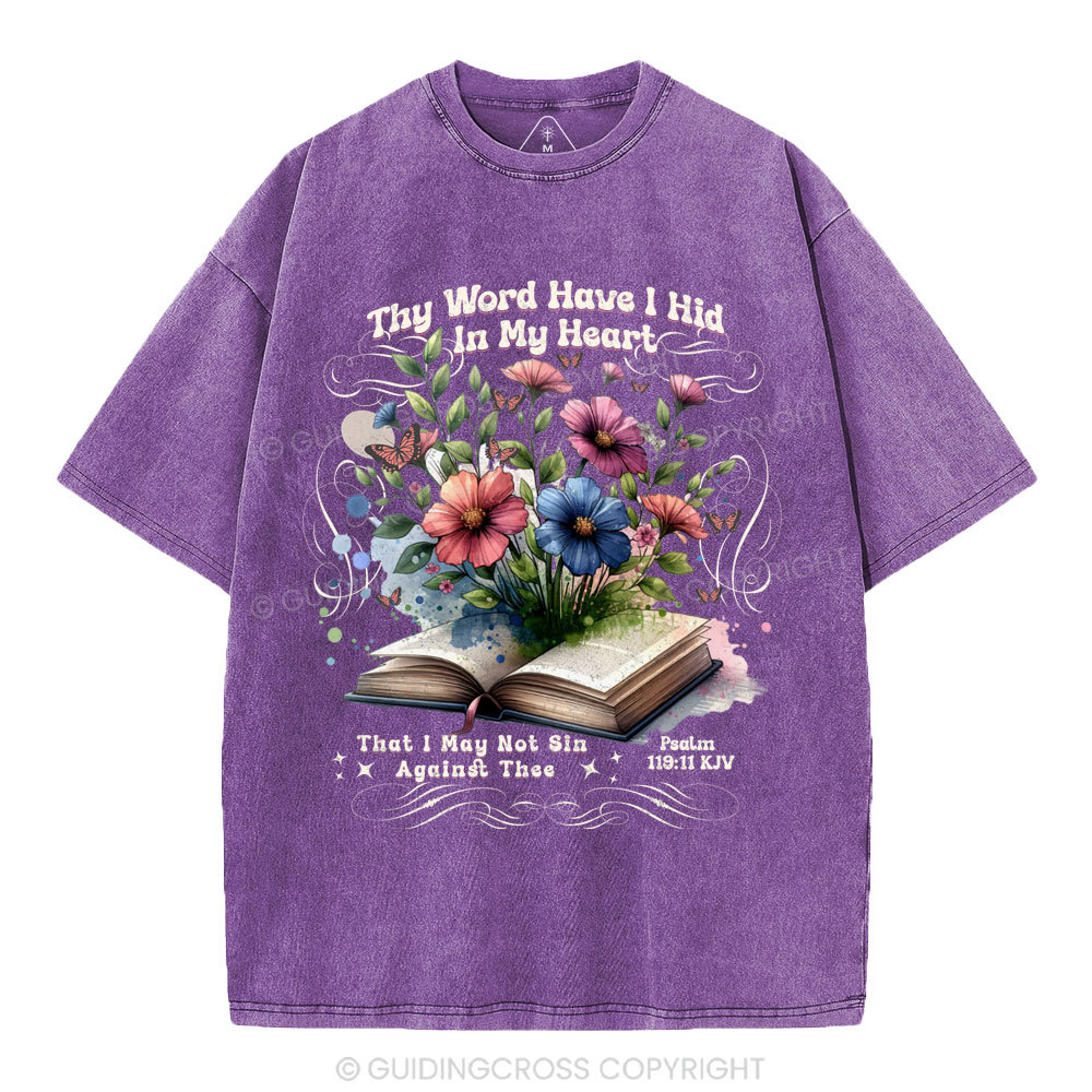 Word In Heart Christian Washed T-Shirt