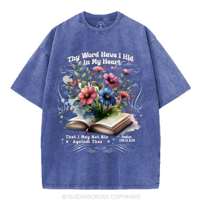 Word In Heart Christian Washed T-Shirt