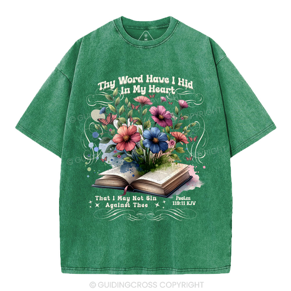 Word In Heart Christian Washed T-Shirt